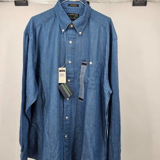 Alexander Julian Colours Men’s Denim Button-Front Shirt Size Large NWT Hong Kong