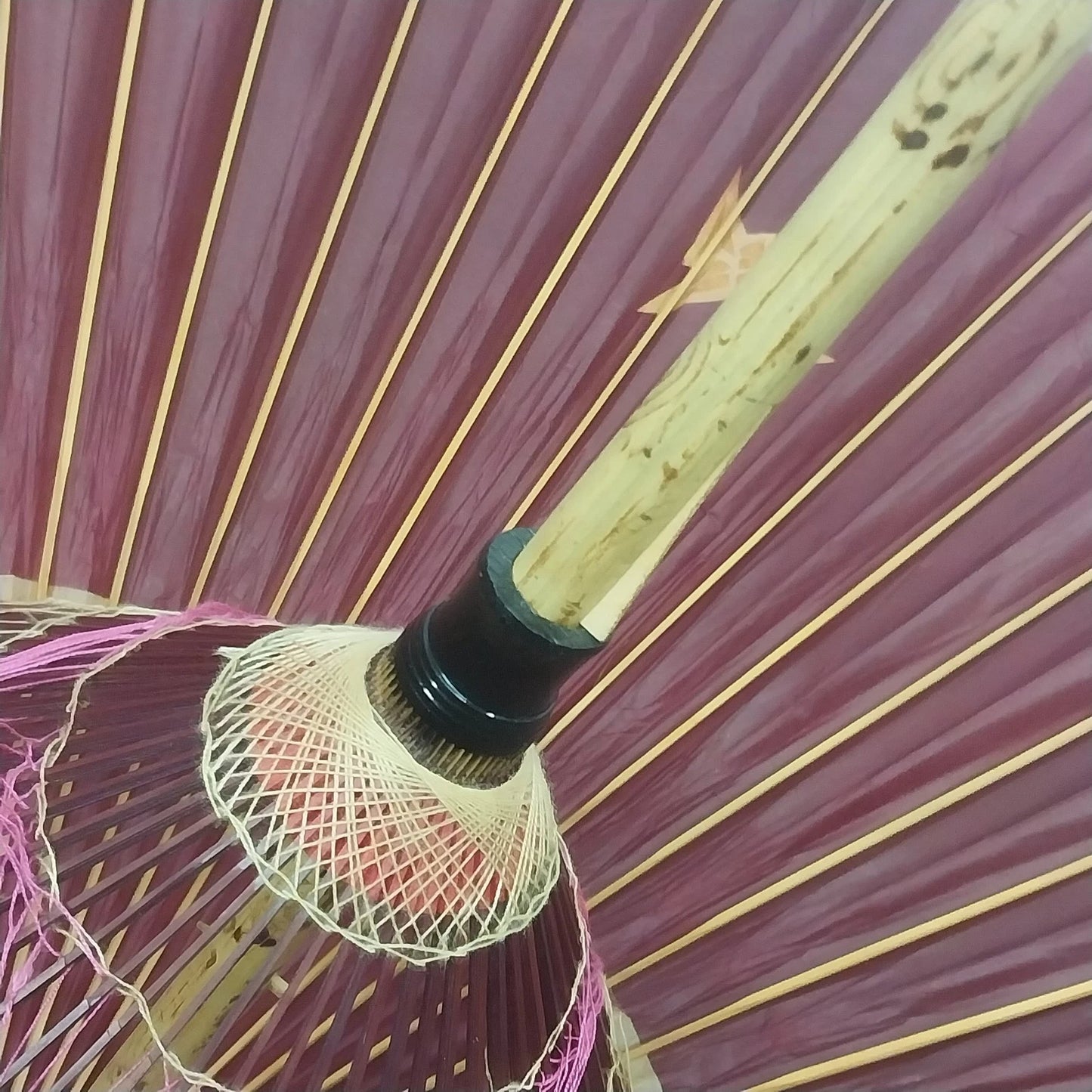 Japanese Wagasa Oiled Paper Umbrella Purplish Red Waterproof 39" Parasol Vintage