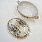 Japan Porcelain Covered Vegetable Bowl Hand Painted Floral Orange Luster 5.25"