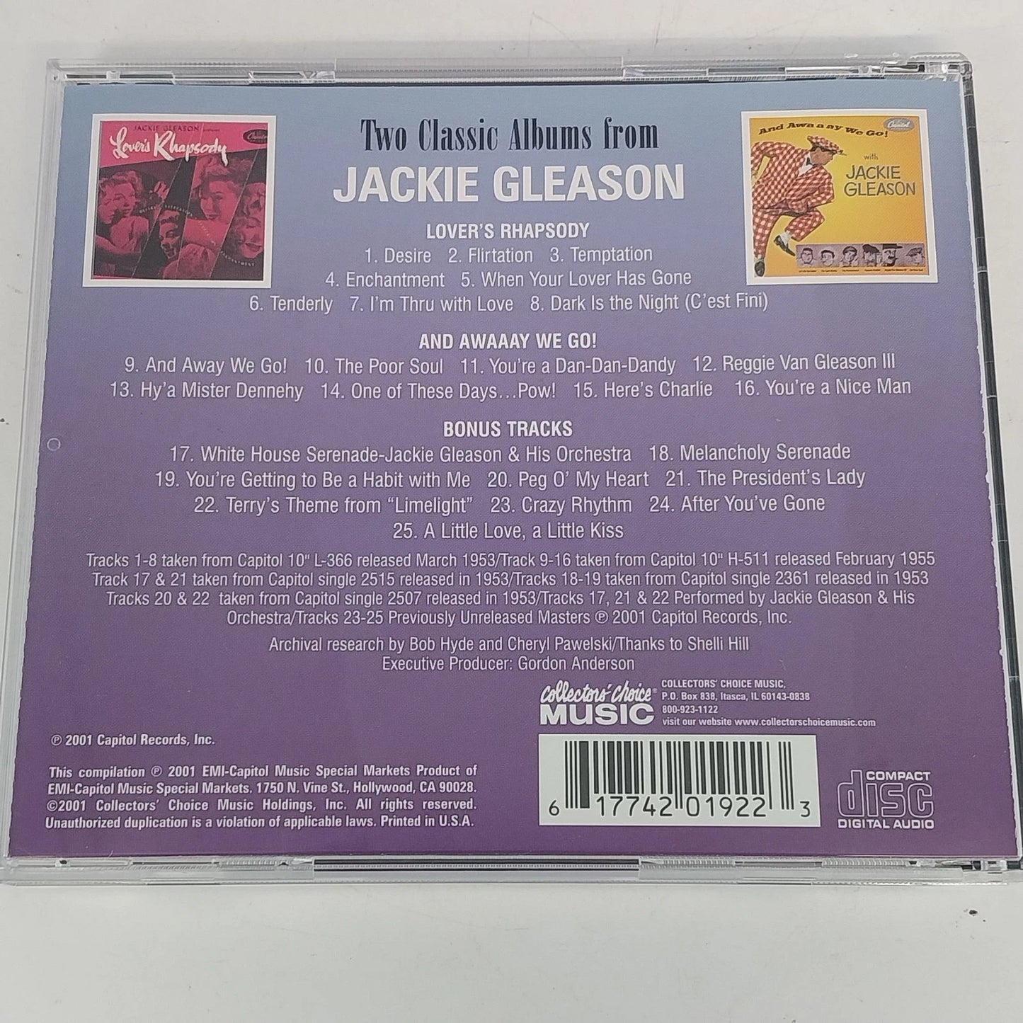 Jackie Gleason Lover's Rhapsody And Awaaay We Go 2 Classic CD Collector's Choice