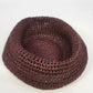 Women's Burgundy Woven Straw Cloche Sun Hat Rolled Brim Open Weave One Size Vtg