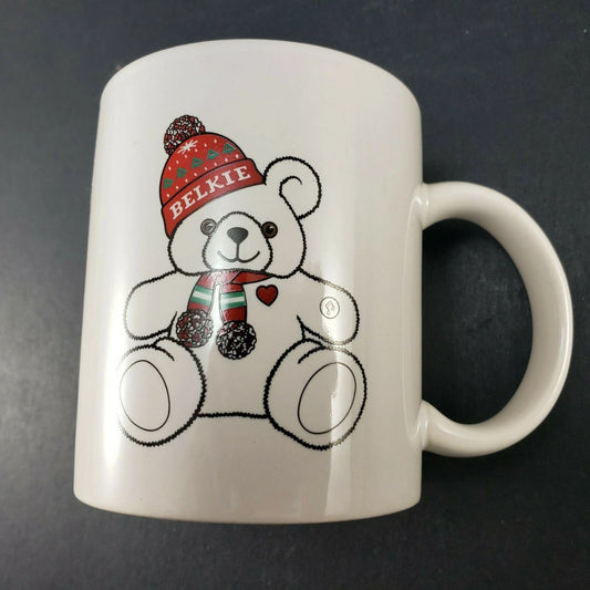 Belkie Bear Coffee Mug White Cup Belk Department Store Christmas Collectible