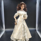 Ben Franklin Porcelain Bride Doll Brunette Blue Eyes Satin Lace Gown 21" Vintage