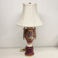 Italian Porcelain Table Lamp Urn on Pedestal Style White Bell Shaped Shade Vtg