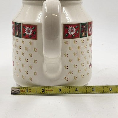 Charlton Hall Classic Traditions Christmas Teapot Ceramic 50 oz Holiday Design