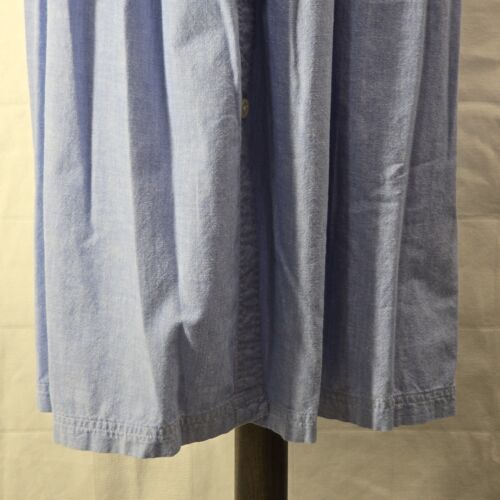 Susan Bristol Long Denim Button Skirt Size 4 Stretch Waist Pleated with Scarf