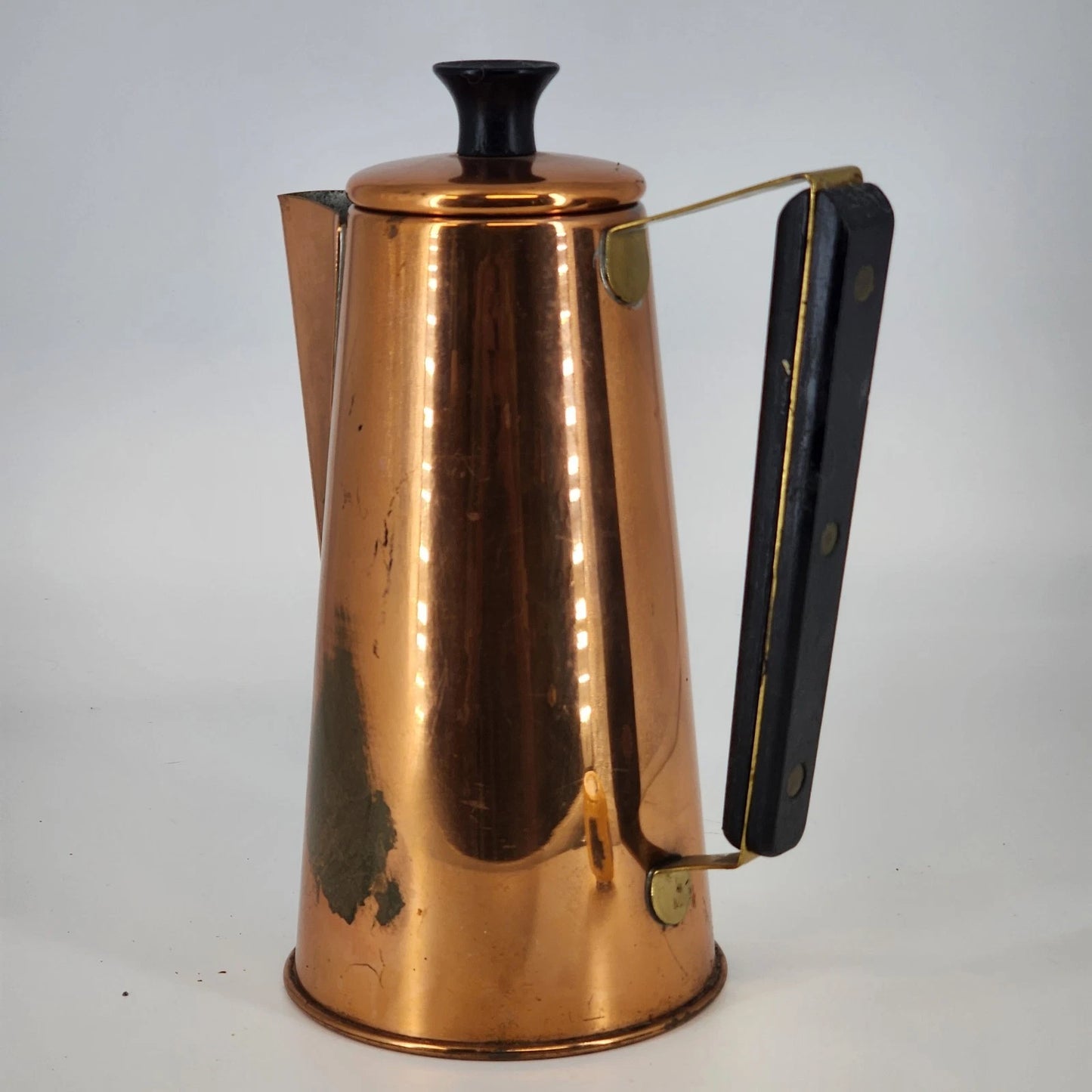 Coppercraft Guild Copper Coffee Teapot Brass Handle Taunton Mass USA MCM Decor