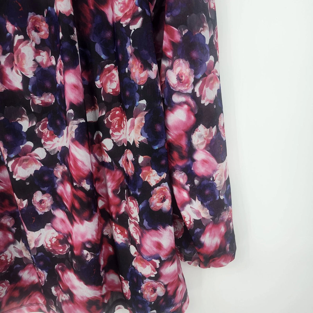 Jennifer Lopez JL Women's 0X Floral Chiffon Blouse Pink Purple Navy Long Sleeve