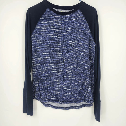 Tek Gear DryTek Women's Large Blue Space Dye Raglan Long Sleeve Athletic Top