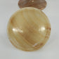 Banded Alabaster Pedestal Candy Dish Lidded Jar Cream Brown Natural Stone 9"