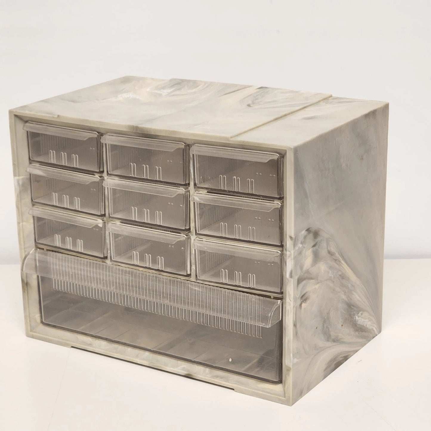 Akro Mils PM15 Storage Organizer 10 Drawer Swirl Plastic Cabinet 9.75" Vintage