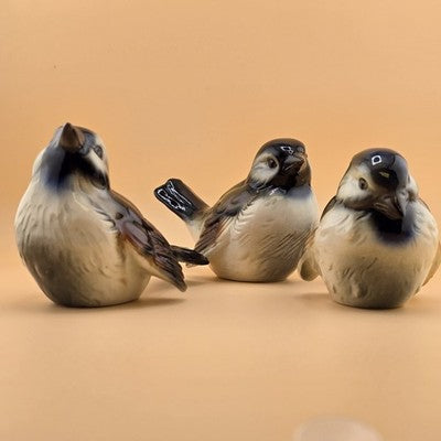 Set of 3 Goebel Sparrow Bird Figurines West Germany CV72 CV73 and CV74 2.75"x4"