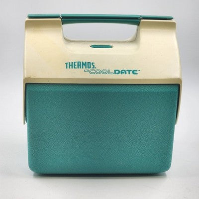 Thermos 7707 Cool Date 7 Quart Split Lid Lunchbox Green White Cooler 11"x8"