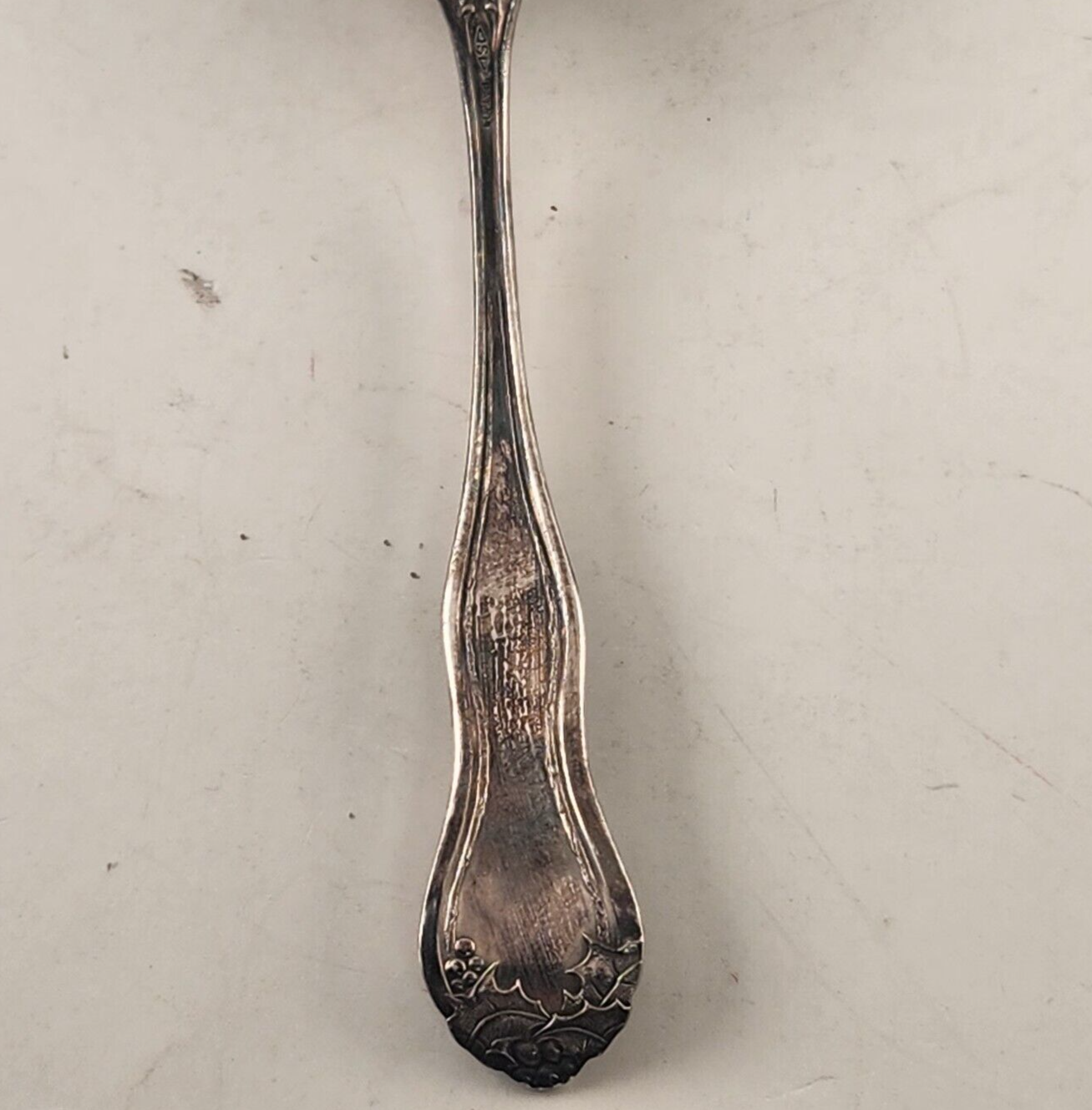 1904 Holly Big Berry Fruit Serving Spoon National Silver Mark Stainless Tarnish