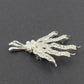 Silver Tone Floral Spray Brooch Rhinestone Faux Pearl Vintage Missing Pearl