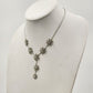 Silver Tone Chain Rhinestone Starburst Flower Pendant 10" Long Necklace Lobster
