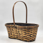 Handwoven Wicker Storage Basket Loop Handle Oval Brown Rattan 15"Lx9"Wx16"H