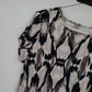 Relativity Abstract Ikat Print Blouse Women's Large Short Sleeve Black White