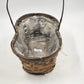 Peanut Shaped Handwoven Wicker Storage Basket w Handle & Plastic Liner 14"x15"