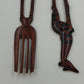 South African Hand Carved Wood Giraffe Salad Serving Fork Spoon Set Brown 13"