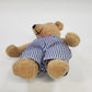 OshKosh B'gosh Teddy Bear Stuffed Plush Hickory Stripe Overalls 12" Vintage 1987