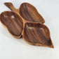 Hand Carved Natural Wooden Leaf Serving Tray 3-Section Divided Dish 16" Large