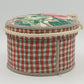 Jan Sevadjian Sewing Hat Box Basket Padded Cord Handle Fabric Covered 10" 1980s