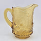 LG Wright Wreathed Cherry Amber Glass Creamer Pitcher Scalloped Rim Vtg