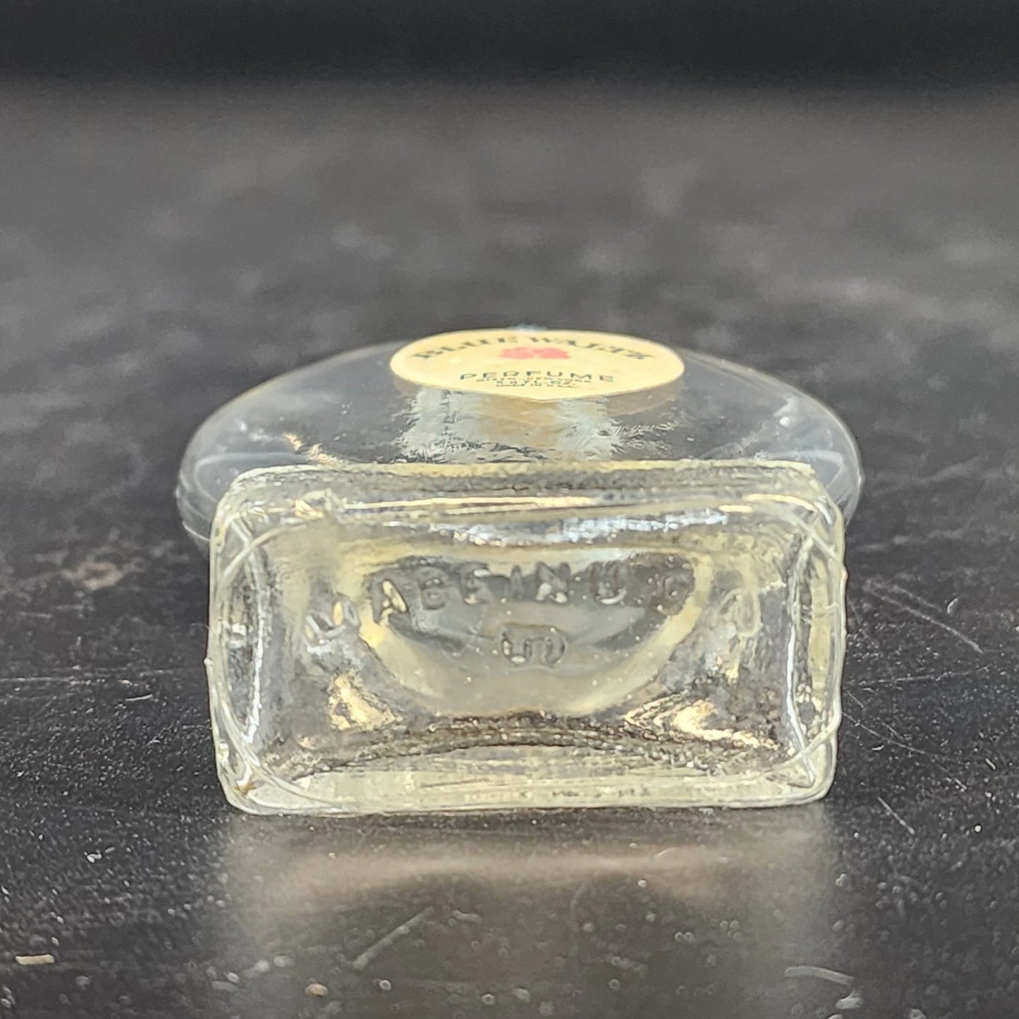 Blue Waltz Perfume Bottle Heart Glass Blue Lid Empty Vanity Collectible Vtg