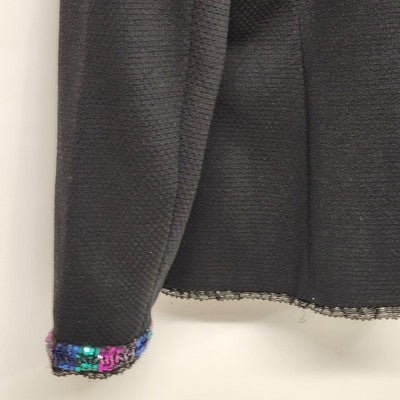 Laura Ashley Women’s XL Black Blazer Jacket Textured Sequins Trim Career Coat