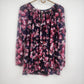 Jennifer Lopez JL Women's 0X Floral Chiffon Blouse Pink Purple Navy Long Sleeve