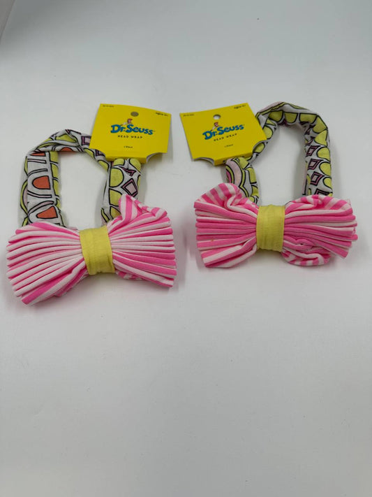 Dr. Seuss Headwrap 2pk Hair Bows Pink White Yellow Orange NWT Girls Accessories