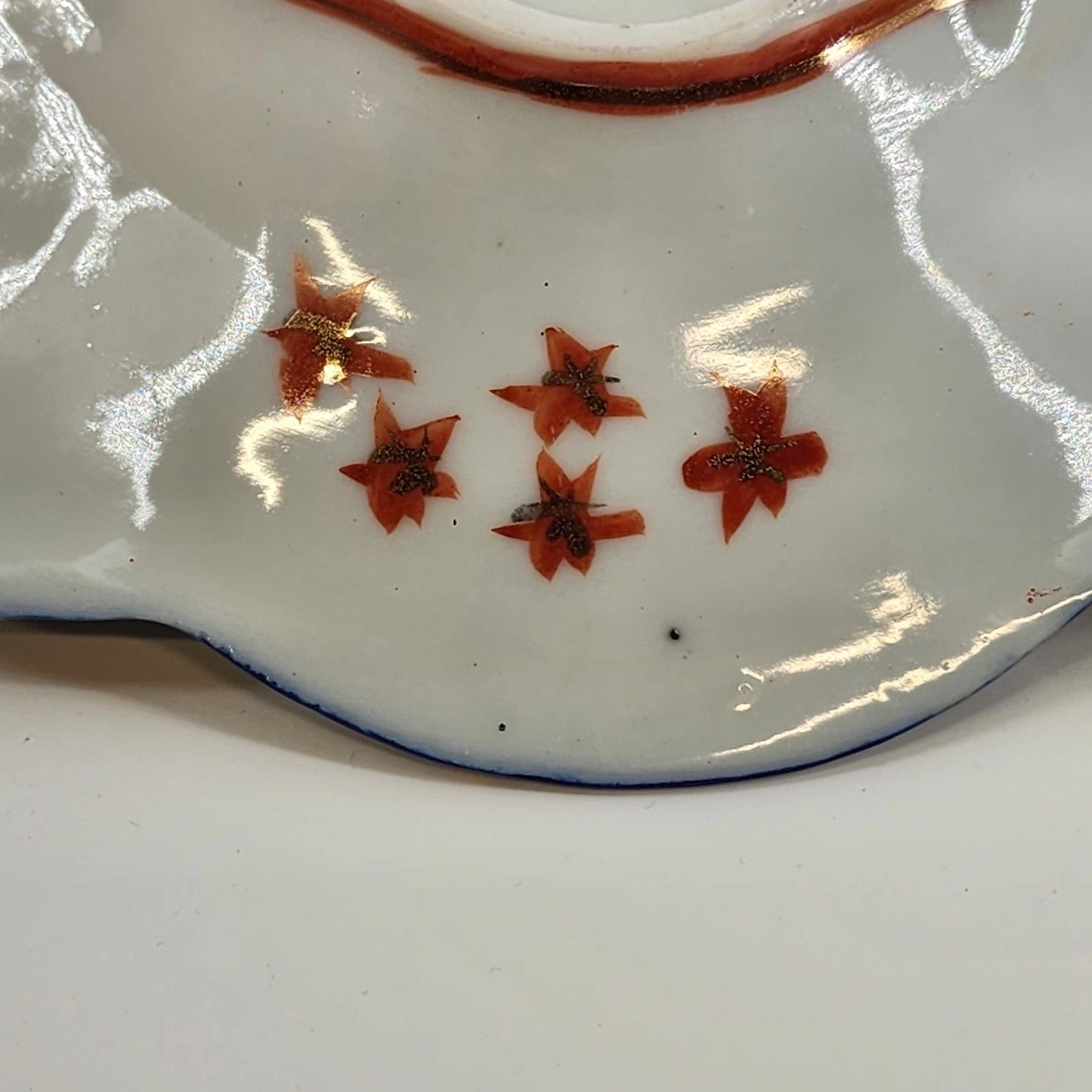 2 Japanese Porcelain Oval Dishes Hand Painted Raised Cobalt Blue Handles 8"x6.5"