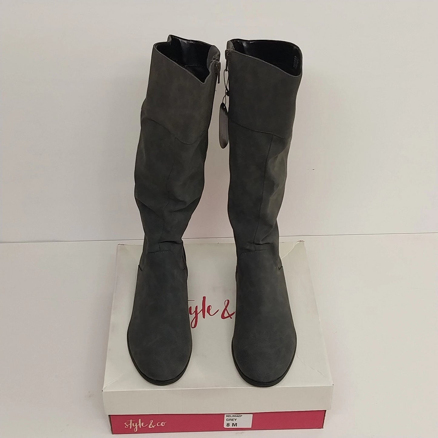 Style and Co Kelimaep Gray Mid Calf Boots Womens Size 8