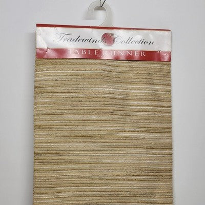 Table Runner Gold White Tradewinds Designer Collection Linen 13x72 Tapered Ends