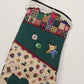 Homespun Holidays Christmas Stocking Patchwork Cotton Heart Lace Button 15" Vtg