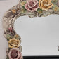 Large Capodimonte Porcelain Mirror Dresser Vanity Tray Roses Hour Glass Shape - Chipped Petal