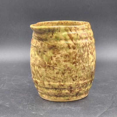 Beige & Brown Ceramic Spongeware Pitcher Morton Pottery Vintage Barrell Style