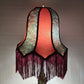 Victorian Bell Shape Fringed Table Lamp Poppy Plant Shape Body 2 Bulbs 30" Tall