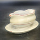 Porcelain Sauce Gravy Bowl with Underplate 3" Hand Painted Floral Rust Rim Japan