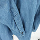 New Look Denim Shirt L Floral Embroidered Velvet Collar Long Sleeve Turkey Vtg