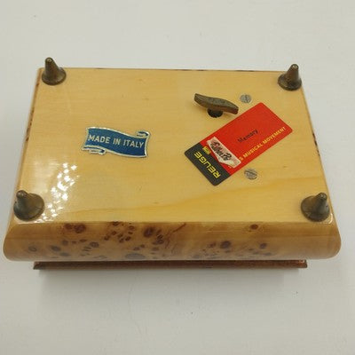Reuge Inlaid Wood Music Box Italy 4x5.5" 18-Note MEMORY Tune Cats
