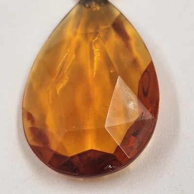 9 Amber Teardrop Faceted Crystal Glass 2" Prisms for Lighting Chandelier Accents