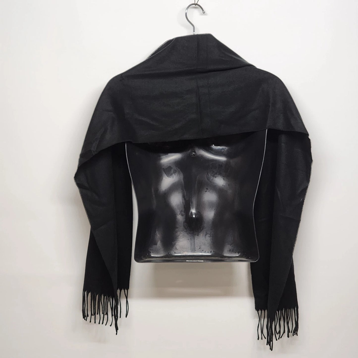 Men’s Black Dress Scarf Solid Soft Acrylic Winter Wrap 64" x 12" Made in Germany