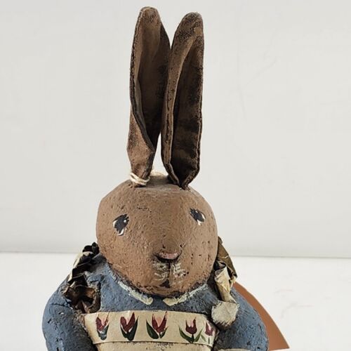 Folk Art Rabbit A Wobler Design Bunny Amy Wabbit Signed Cloth Clay 1992 Tagged