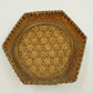 Small Rice Basket Natural Brown Tightly Woven Intricate Design Wood Edge 5"