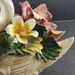 Porcelain Capodimonte Swan w Yellow Pink Flower Bouquet 4462 Ardalt Some Chips