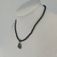 Vintage Sterling Silver Black Onyx Teardrop Necklace 16 Inch