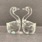 Pair of 4" Clear Glass Swan Figurines Molded Paperweights Vintage