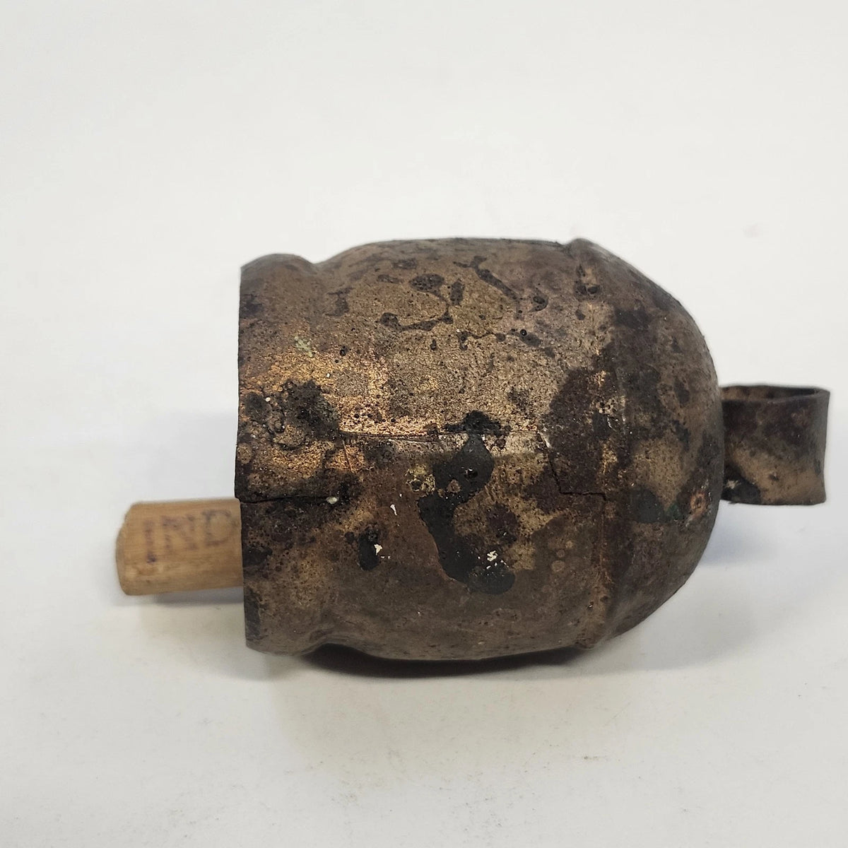Rustic Metal Cow Bell Wooden Clapper Small Primitive Farmhouse 3" x 2" Vintage
